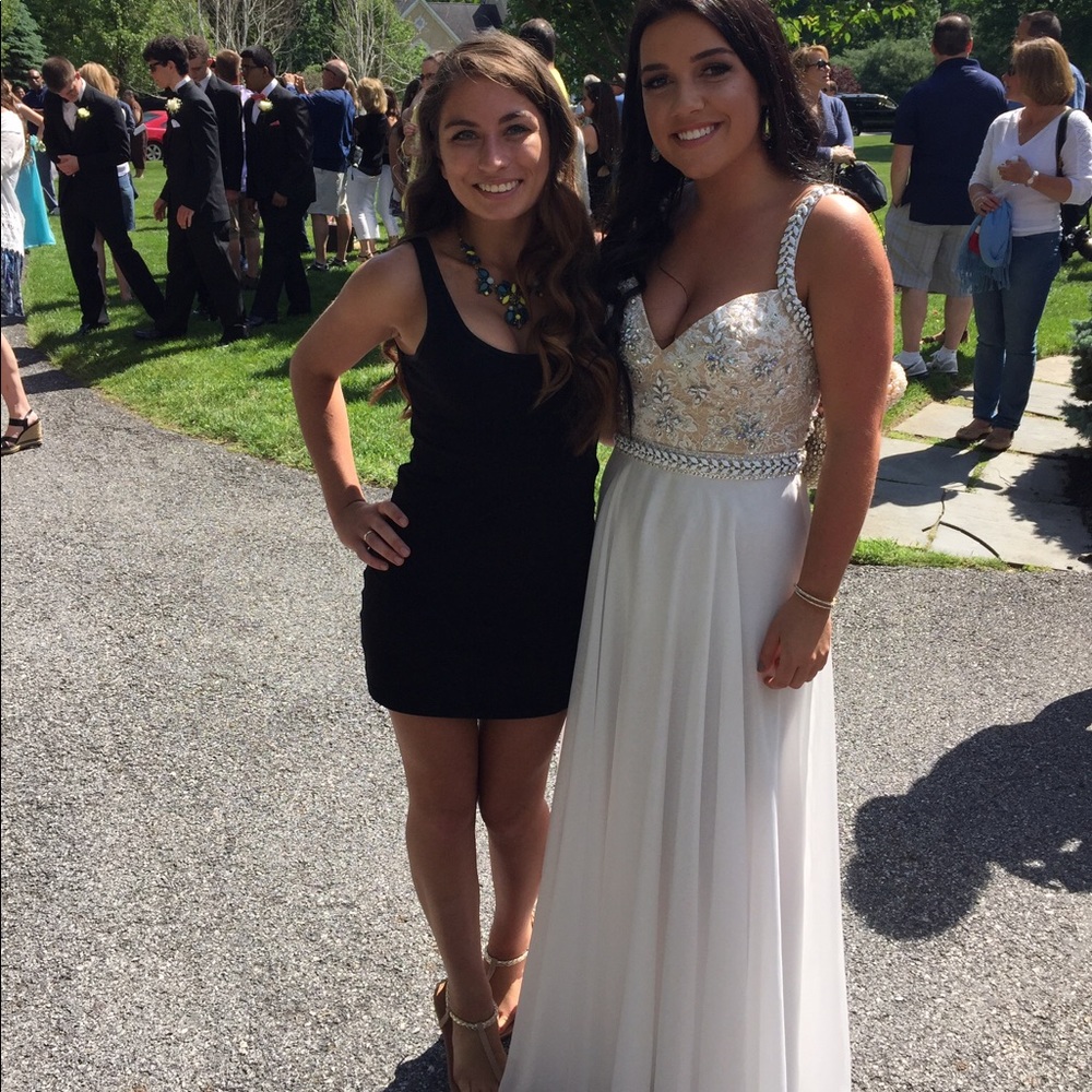 Jovani White Embellished Prom Gown